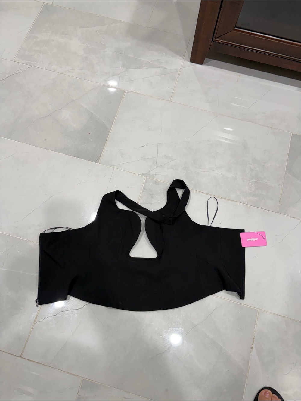 Edikted Black Cutout Halter Crop Top